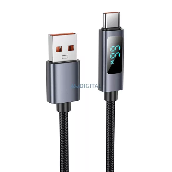 Cablu USB-A și USB-C Hoco 5A Hoco 5A cu ecran 1 m X112 negru
