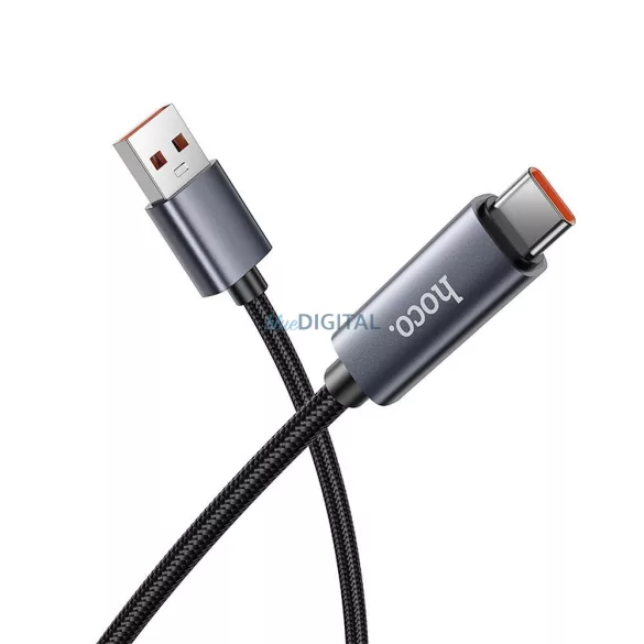 Cablu USB-A și USB-C Hoco 5A Hoco 5A cu ecran 1 m X112 negru