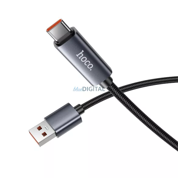 Cablu USB-A și USB-C Hoco 5A Hoco 5A cu ecran 1 m X112 negru