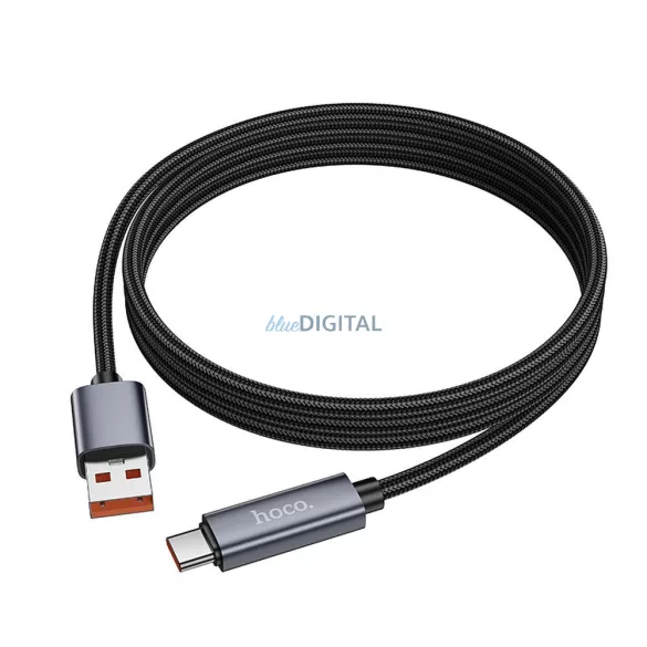 Cablu USB-A și USB-C Hoco 5A Hoco 5A cu ecran 1 m X112 negru