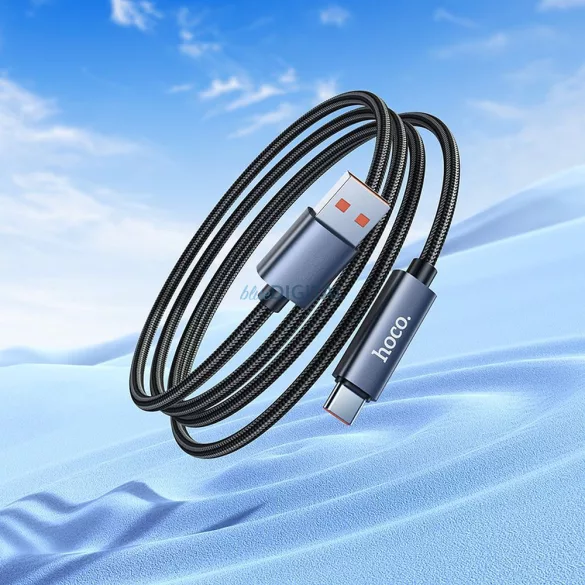 Cablu USB-A și USB-C Hoco 5A Hoco 5A cu ecran 1 m X112 negru