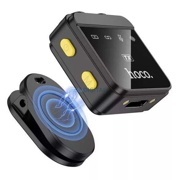 Microfon lavalier fără fir HOCO tip Lightning / C (2 bucăți în set) L17 negru