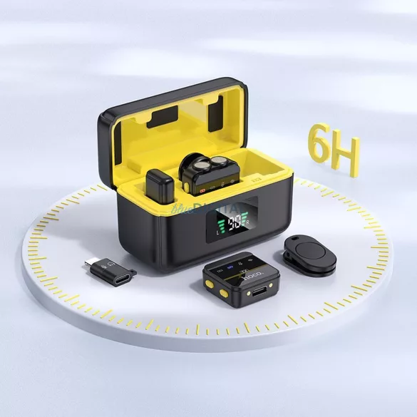 Microfon lavalier fără fir HOCO tip Lightning / C (2 bucăți în set) L17 negru