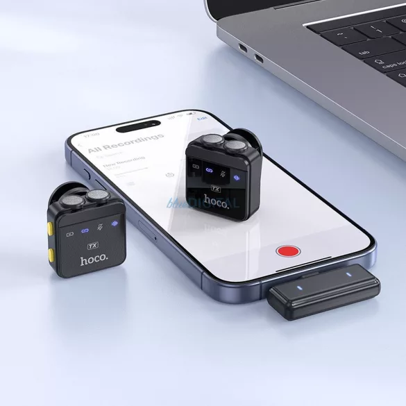 Microfon lavalier fără fir HOCO tip Lightning / C (2 bucăți în set) L17 negru