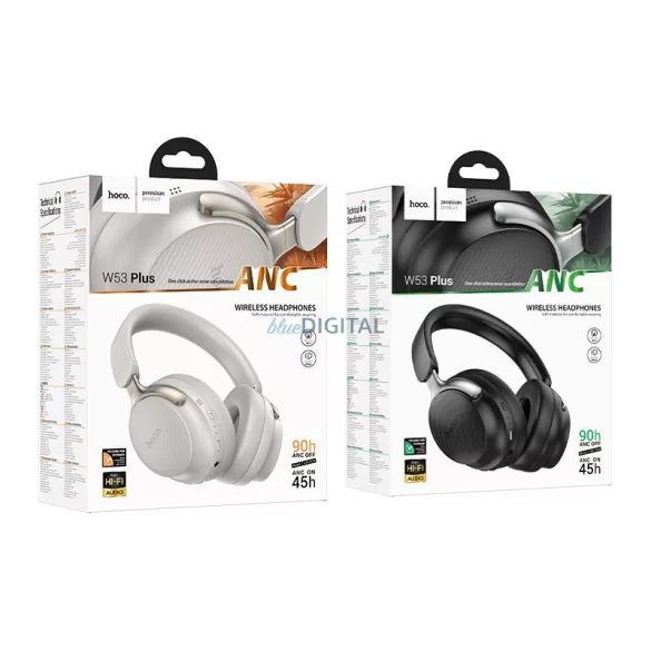 HOCO căști fără fir bluetooth ANC W53 Plus negru