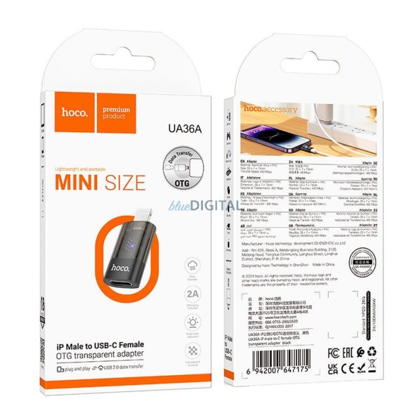 Hoco UA36 Adaptor Lightning - Type-C - negru