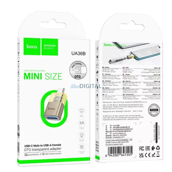 Adaptor HOCO OTG tip C (masculin) USB-A (feminin) UA36B auriu