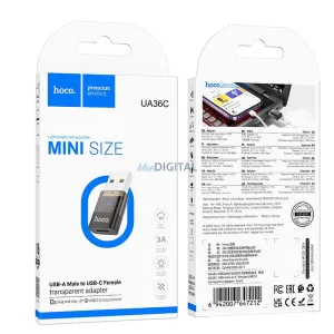 Hoco UA36C USB-A la adaptor Type-C - negru