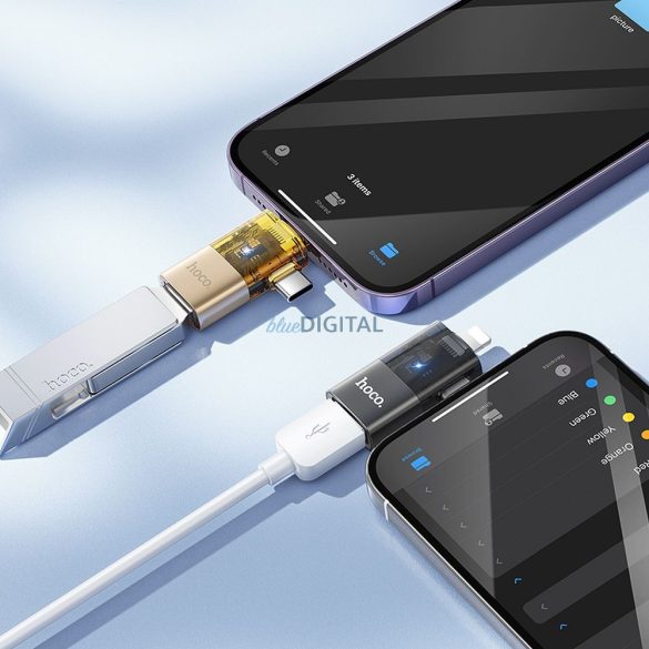 Hoco UA36E Adaptor Type-C/Lightning - USB-A - auriu
