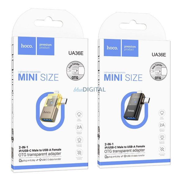 Hoco UA36E Adaptor Type-C/Lightning - USB-A - auriu