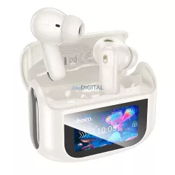   Căști bluetooth fără fir HOCO cu ecran tactil TWS ANC + ENC EQ21 în alb cloud