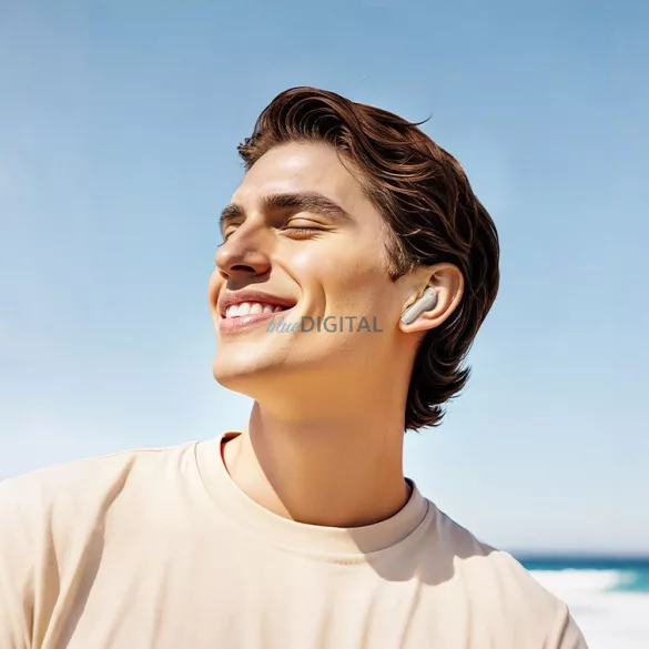Căști bluetooth fără fir HOCO cu ecran tactil TWS ANC + ENC EQ21 în alb cloud