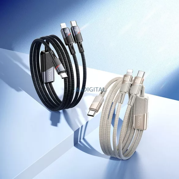 HOCO cablu 2in1 Type-C Type-C + Lightning 5A 100W U139 1,2 m negru
