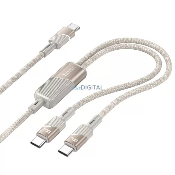 Cablu 2in1 USB C la USB C / USB C Hoco 5A 100W 1,2 m U139 auriu