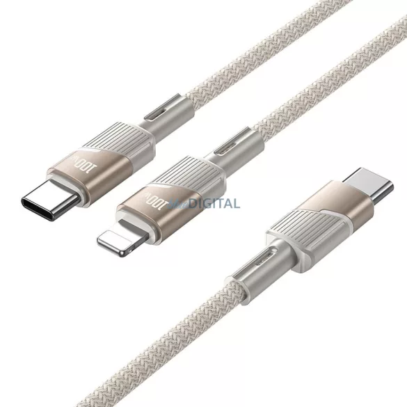 Cablu 2in1 USB C la USB C / USB C Hoco 5A 100W 1,2 m U139 auriu