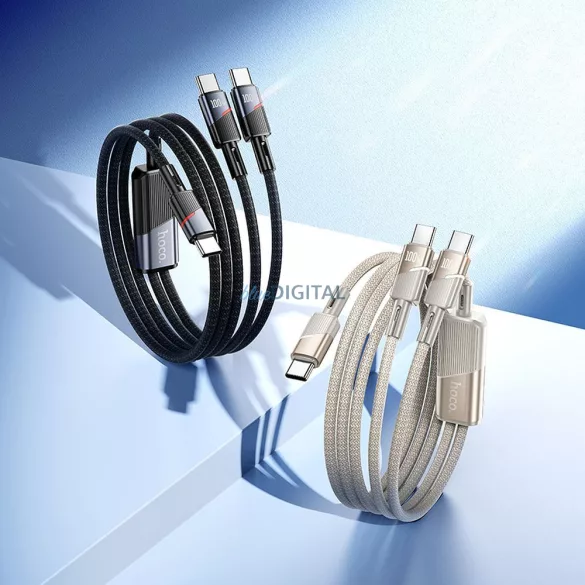 Cablu 2in1 USB C la USB C / USB C Hoco 5A 100W 1,2 m U139 auriu