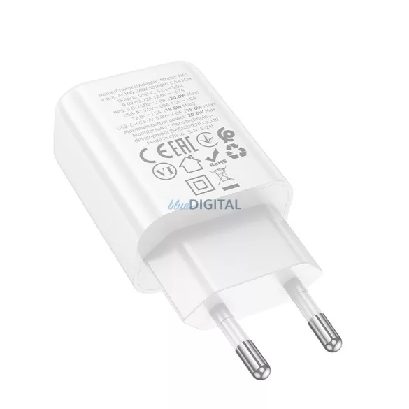 Hoco N61 încărcător de rețea cu 1xUSB-A și 1xUSB-C conexiune 20W 3A PD QC3.0 - alb
