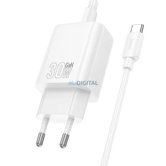 Hoco N62 încărcător de rețea cu 1xUSB-C conector + cablu Type-C - Type-C 30W PD QC - alb