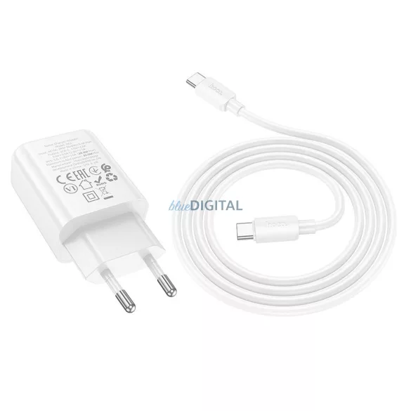 Hoco N62 încărcător de rețea cu 1xUSB-C conector + cablu Type-C - Type-C 30W PD QC - alb