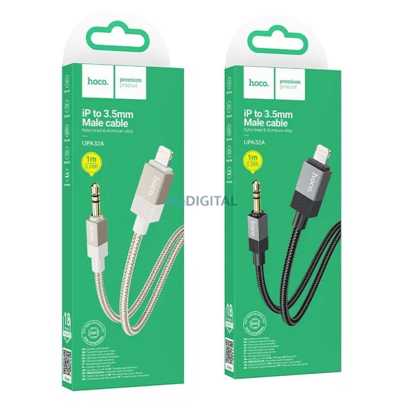 Cablu AUX Jack 3,5 mm (masculin) Lightning (masculin) Hoco 1 m UPA32A auriu