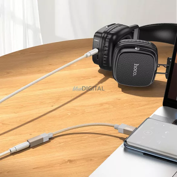 Adaptor AUX USB C (masculin) la jack de 3,5 mm (feminin) Hoco UPA32C auriu