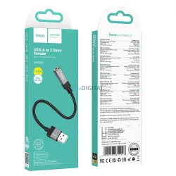   Adaptor AUX USB-A (masculin) la jack de 3,5 mm (feminin) Hoco UPA32D negru