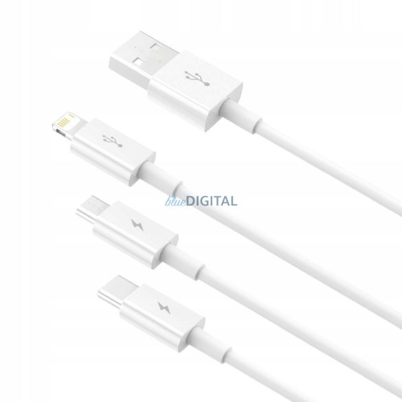Baseus CAMLTYS-02 Cablu USB-A - Type-C/Lightning/micro USB 3.5A 1.5m - alb