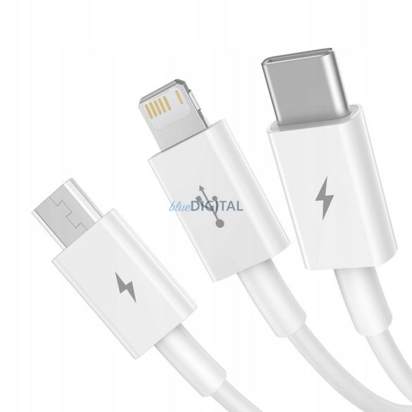 Baseus CAMLTYS-02 Cablu USB-A - Type-C/Lightning/micro USB 3.5A 1.5m - alb