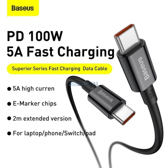 Baseus CATYS-B01 Superior Series Type-C - Cablu Type-C 100W PD 100cm - negru