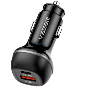 VEGER Încărcător auto USB-A + USB C QC PD 51W CC62-1A1C negru