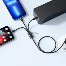   Cablu VEGER 3in1 USB A la Tip C + Apple Lightning 8-pini + Micro 2A V303 1,2m negru
