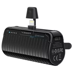   Veger Q0558P PlugOn powerbank 5000mAh 20W 3A PD QC3.0 cu conector Lightning negru - negru
