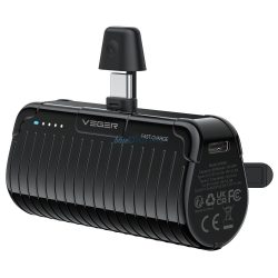   Veger Q0558 PlugOn powerbank 5000mAh 20W 3A PD QC3.0 cu conector Type-C negru - negru