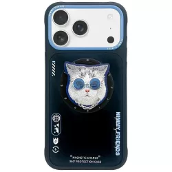   HUSĂ! - NIMMY caz COOL CAT compatibil MagSafe pentru IPHONE 17 Pro negru albastru
