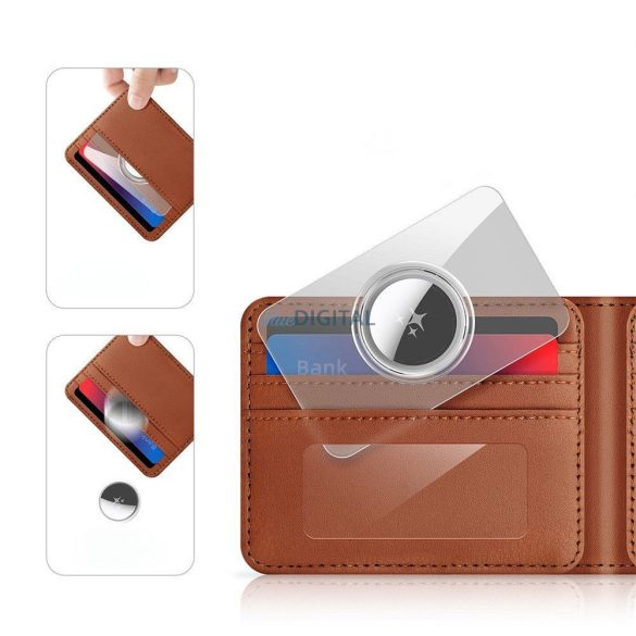 DUX DUCIS manșon de protecție în formă de card pentru AirTag 2 buc transparent + negru