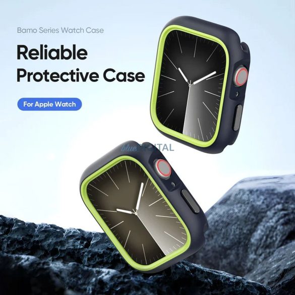 Dux Ducis Bamo Caz Apple Watch 10 46mm - albastru miezul nopții-limegreen