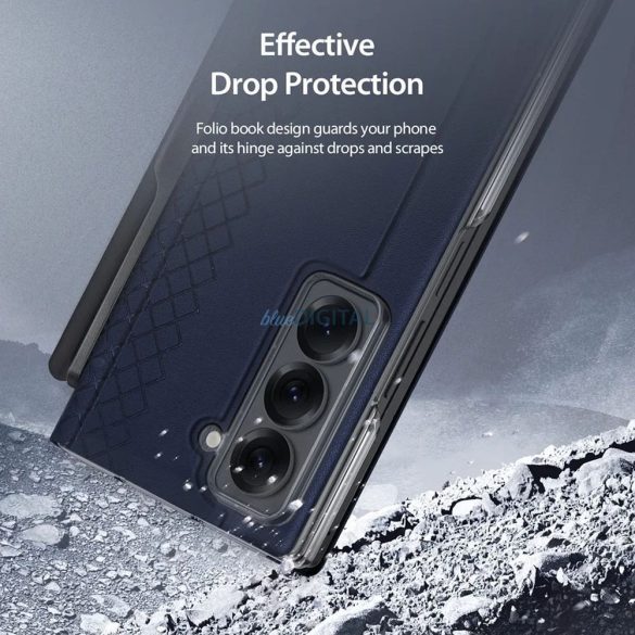 Husă Dux Ducis Bril cu suport pentru stilou pentru Samsung Galaxy Z Fold SE - albastru
