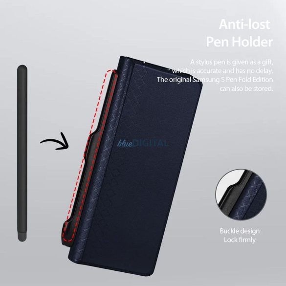 Husă Dux Ducis Bril cu suport pentru stilou pentru Samsung Galaxy Z Fold SE - albastru