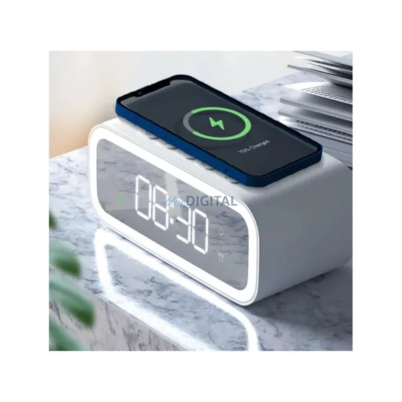 WiWU - Încărcător wireless 15W cu ceas cu alarmă Wi-C006 Power Air 5in1