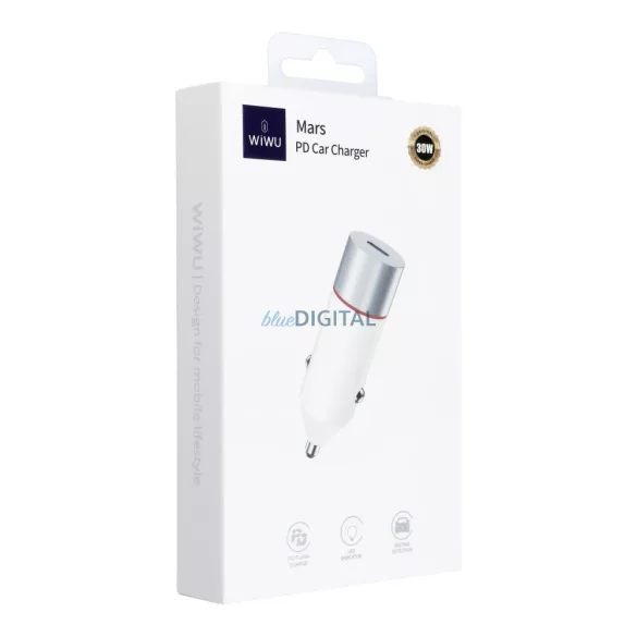 WiWU Mars Series Wi-QC021 Încărcător auto cu conexiune 1xUSB-C 30W PD+QC - alb