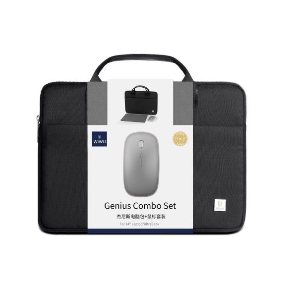 WiWU - Set Genius Combo 3in1 pentru laptop rezistent la apa (geanta laptop 15,6"+mouse+mouse pad) - negru