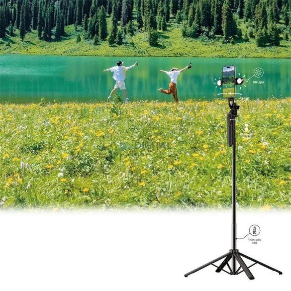 WiWU - Wi-SE012 Selfie Stick cu funcție de trepied și lumină LED dublă