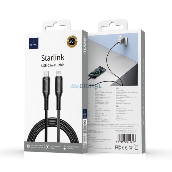 WiWU Wi-C043E Seria Starlink Type-C - Cablu Lightning 30W - negru