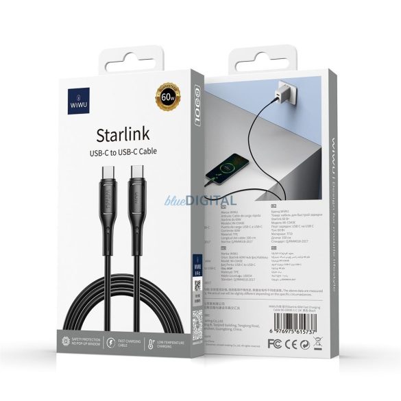 WiWU Wi-C043E Starlink Series Type-C - cablu Type-C 30W - negru