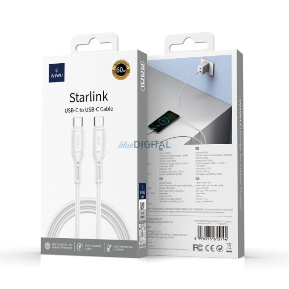 WiWU Wi-C043E Starlink Series Type-C - cablu Type-C 30W - alb