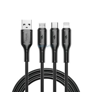 WiWU Wi-045E Starlink Series Cablu USB-A - Type-C/Lightning/micro USB 3.1A 100cm - negru