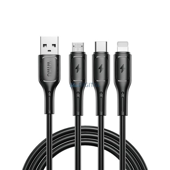 WiWU Wi-045E Starlink Series Cablu USB-A - Type-C/Lightning/micro USB 3.1A 100cm - negru
