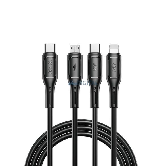 WiWU Wi-046E Starlink Series Type-C - Cablu fulger/micro USB/Type-C 60W 100cm - negru