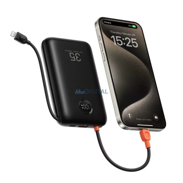 Veger K2 (W2068) powerbank cu conexiune 1xUSB-A și 1xUSB-C cu Type-C încorporat și cablu Lightning 20000mAh 35W PD QC3.0 - negru