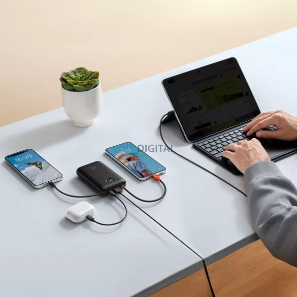 Veger K2 (W2068) powerbank cu conexiune 1xUSB-A și 1xUSB-C cu Type-C încorporat și cablu Lightning 20000mAh 35W PD QC3.0 - negru